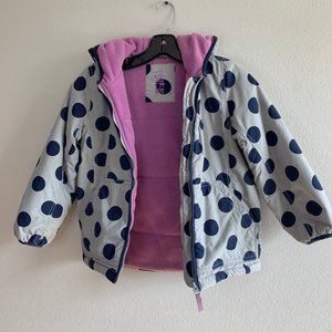 Mini Boden puffer jacket hooded polka dot